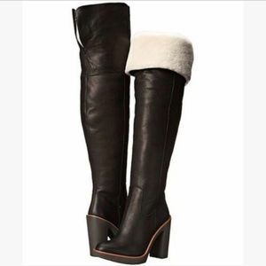 Black Leather OTK Kate Spade GABRY Fur Lined Boot